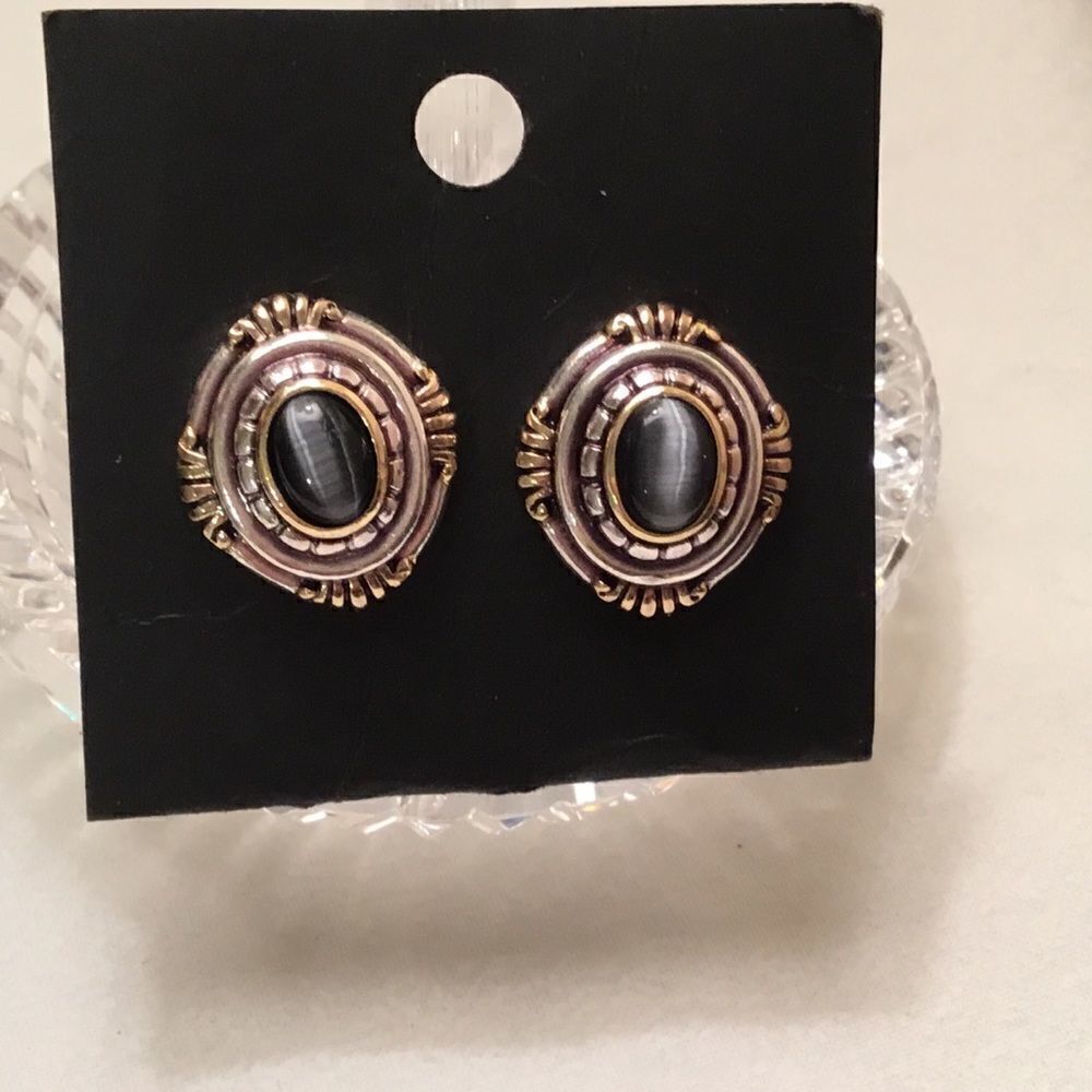 Roman Brand Silvertone and Goldtone Earrings - Picture 4 of 7